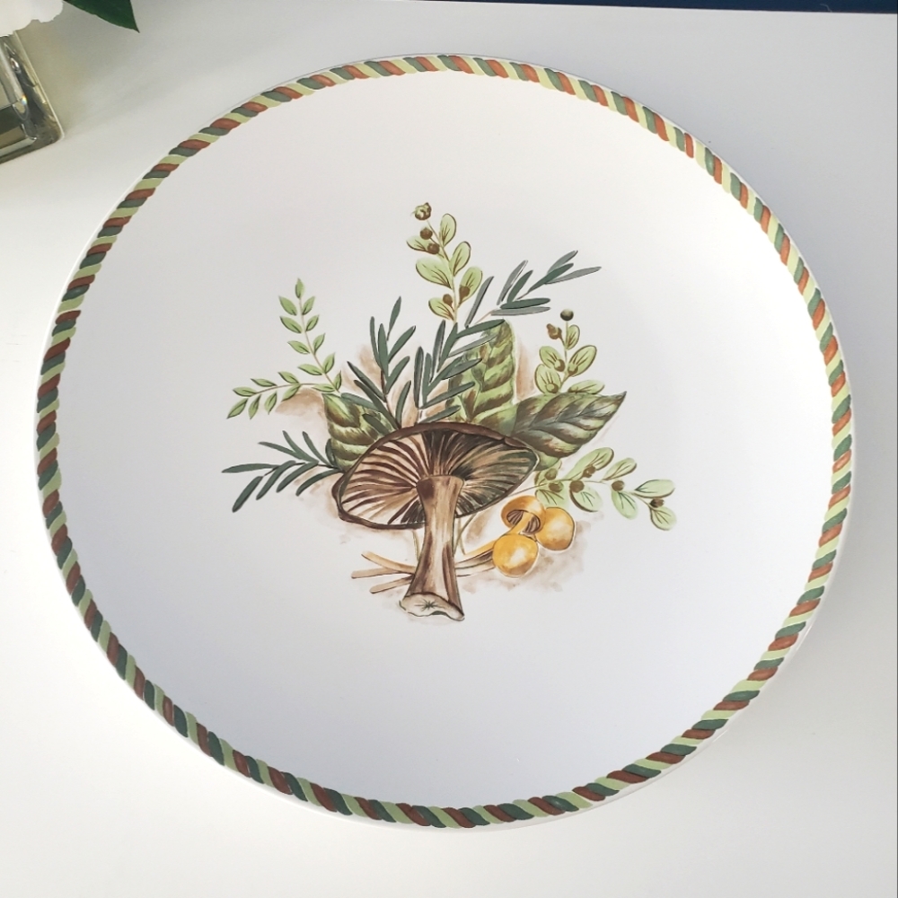 12 Inch Stoneware Platter Plate Portabella Mushroom American Atelier